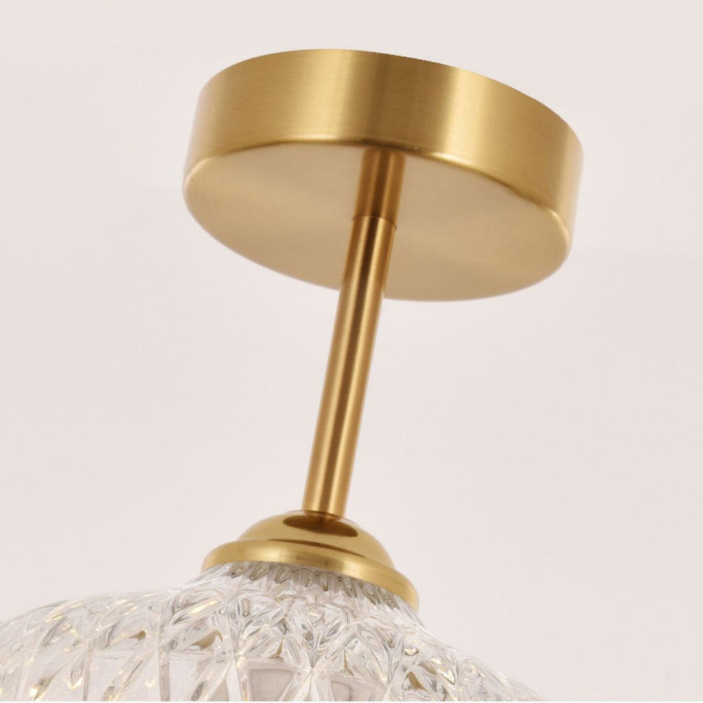 Modern Minimalist Flower Glass Crystal Semi-Flush Mount Ceiling Light for Hallway