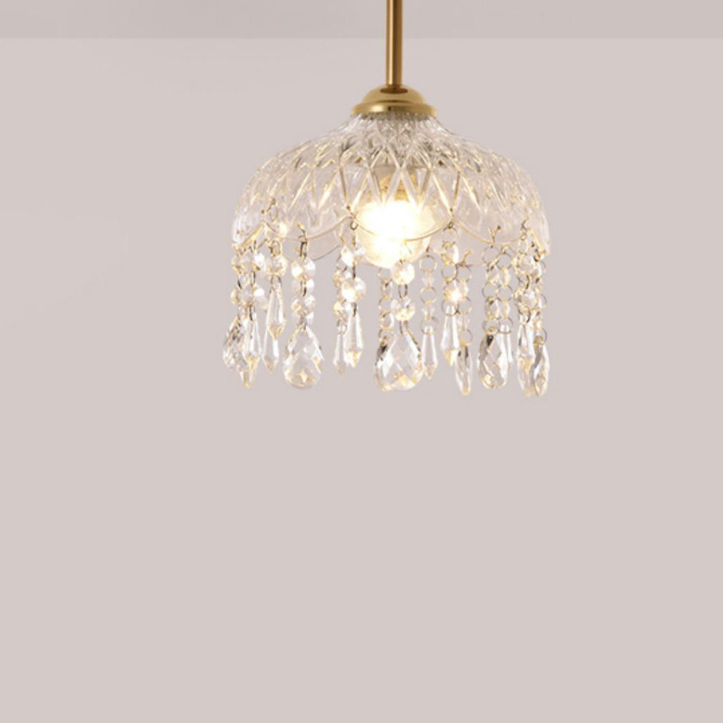 Modern Minimalist Flower Glass Crystal Semi-Flush Mount Ceiling Light for Hallway