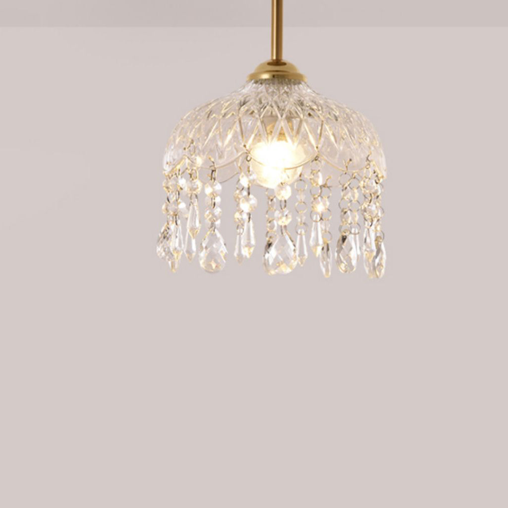 Modern Minimalist Flower Glass Crystal Semi-Flush Mount Ceiling Light for Hallway