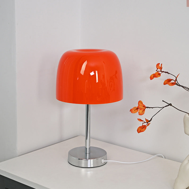 Modern Minimalist Mushroom Cylinder Glass Iron LED Table Lamp for Bedroom – Stylish Bedside Lighting, Contemporary Home Decor, Adjustable Soft Warm Glow, Energy-Efficient Desk Lamp, Unique Nightstand Accent, Elegant Bedroom Lighting, Trendy Minimalist Des