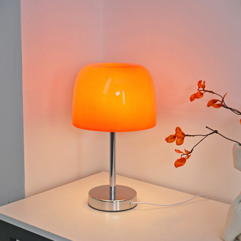 Modern Minimalist Mushroom Cylinder Glass Iron LED Table Lamp for Bedroom – Stylish Bedside Lighting, Contemporary Home Decor, Adjustable Soft Warm Glow, Energy-Efficient Desk Lamp, Unique Nightstand Accent, Elegant Bedroom Lighting, Trendy Minimalist Des
