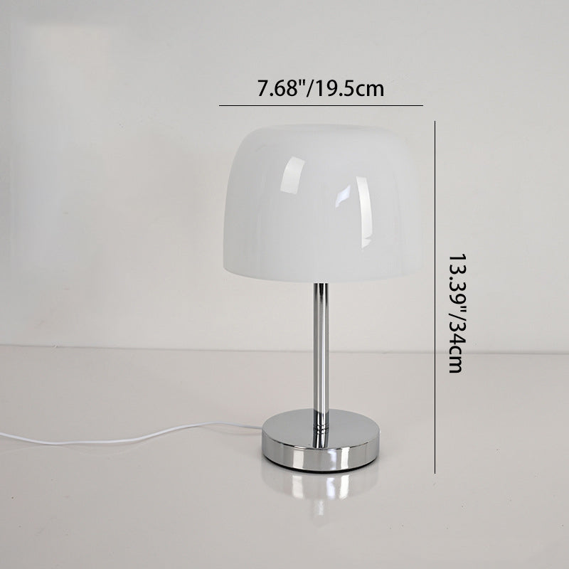 Modern Minimalist Mushroom LED Table Lamp - Cylinder Glass & Iron Design for Bedroom