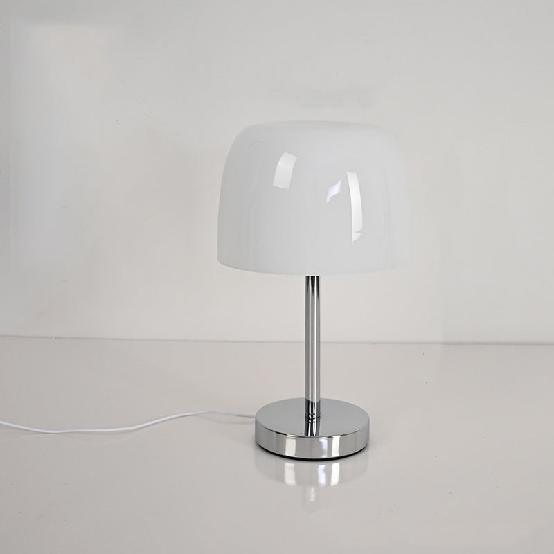 Modern Minimalist Mushroom Cylinder Glass Iron LED Table Lamp for Bedroom – Stylish Bedside Lighting, Contemporary Home Decor, Adjustable Soft Warm Glow, Energy-Efficient Desk Lamp, Unique Nightstand Accent, Elegant Bedroom Lighting, Trendy Minimalist Des