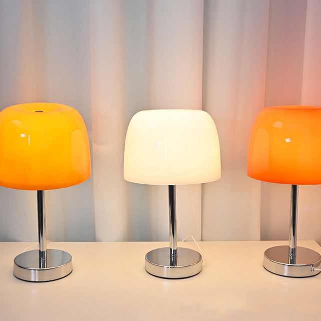 Modern Minimalist Mushroom LED Table Lamp - Cylinder Glass & Iron Design for Bedroom