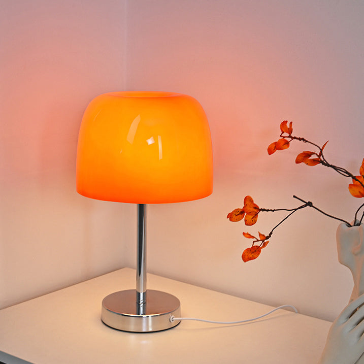 Modern Minimalist Mushroom Cylinder Glass Iron LED Table Lamp for Bedroom – Stylish Bedside Lighting, Contemporary Home Decor, Adjustable Soft Warm Glow, Energy-Efficient Desk Lamp, Unique Nightstand Accent, Elegant Bedroom Lighting, Trendy Minimalist Des