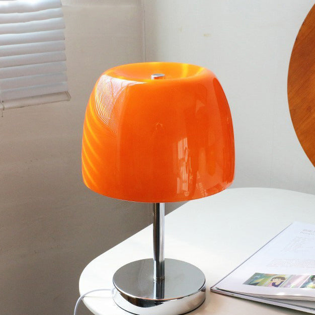 Modern Minimalist Mushroom Cylinder Glass Iron LED Table Lamp for Bedroom – Stylish Bedside Lighting, Contemporary Home Decor, Adjustable Soft Warm Glow, Energy-Efficient Desk Lamp, Unique Nightstand Accent, Elegant Bedroom Lighting, Trendy Minimalist Des