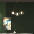 Modern Minimalist Round Ball Wave Chandelier - 3/7 Light Iron & Glass Island Light for Dining Room