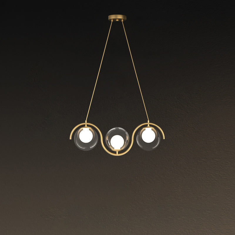 Modern Minimalist Round Ball Wave Chandelier - 3/7 Light Iron & Glass Island Light for Dining Room