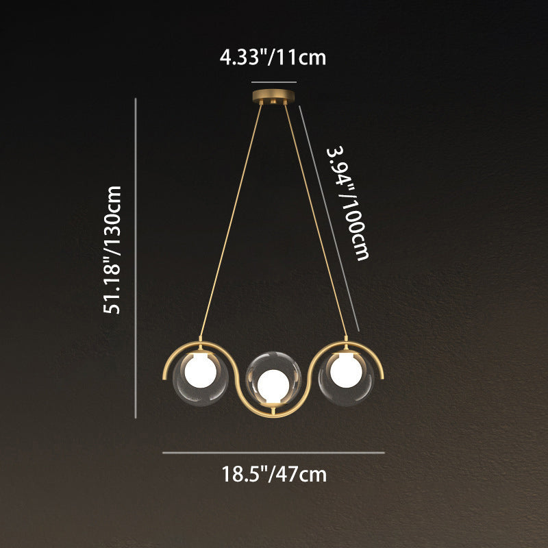 Modern Minimalist Round Ball Wave Chandelier - 3/7 Light Iron & Glass Island Light for Dining Room