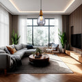 Modern Minimalist Water Drop Pendant Light - Glass & Wood 1-Light for Dining Room