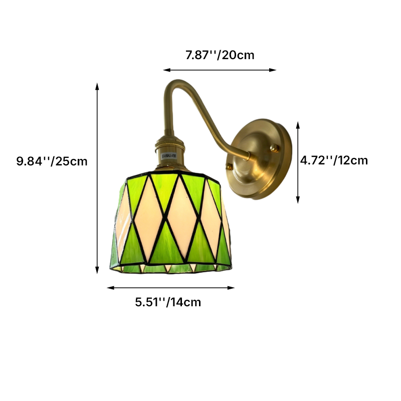 Traditional Tiffany Round Copper Glass Wall Sconce Lamp for Living Room