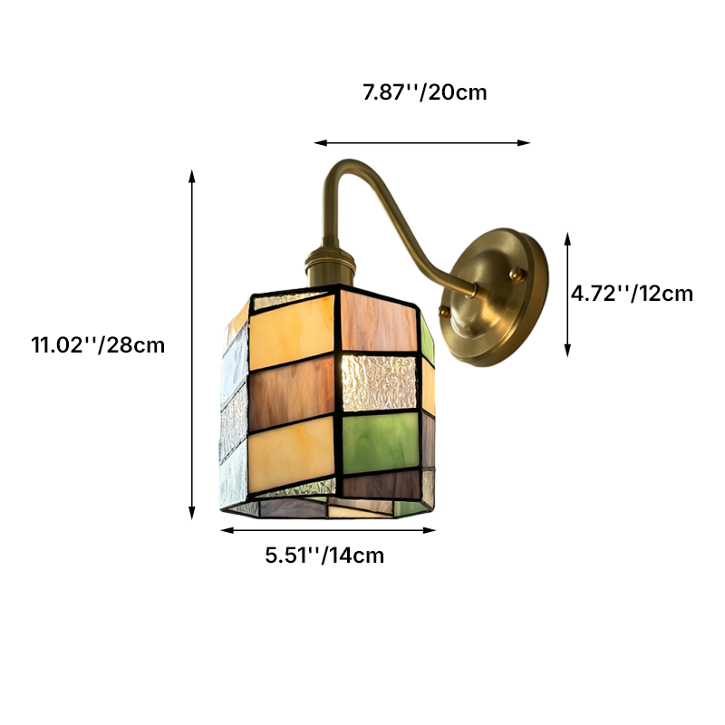 Traditional Tiffany Round Copper Glass Wall Sconce Lamp for Living Room