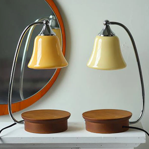 Contemporary Nordic Glass Bell Shade Table Lamp with Solid Wood Base - 1-Light Melting Wax Design for Bedroom