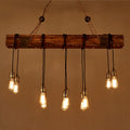 Traditional Vintage 10-Light Wood and Iron Chandelier - Adjustable Chain for Living Room