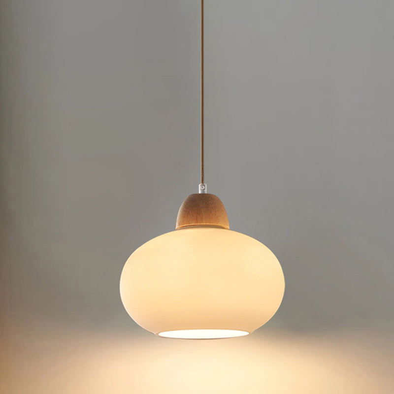 Traditional Japanese Wood & Glass Oval Island Chandelier for Dining Room & Living Room