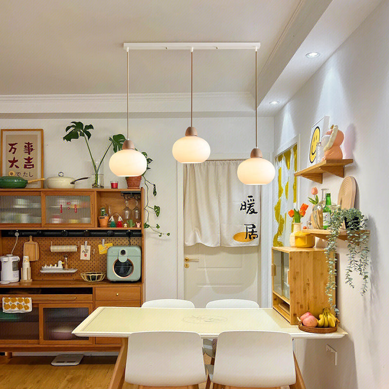 Traditional Japanese Wood & Glass Oval Island Chandelier for Dining Room & Living Room