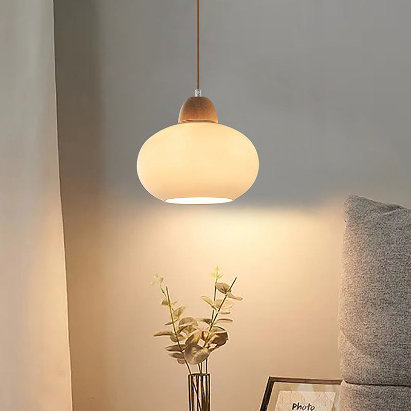 Traditional Japanese Wood & Glass Oval Island Chandelier for Dining Room & Living Room