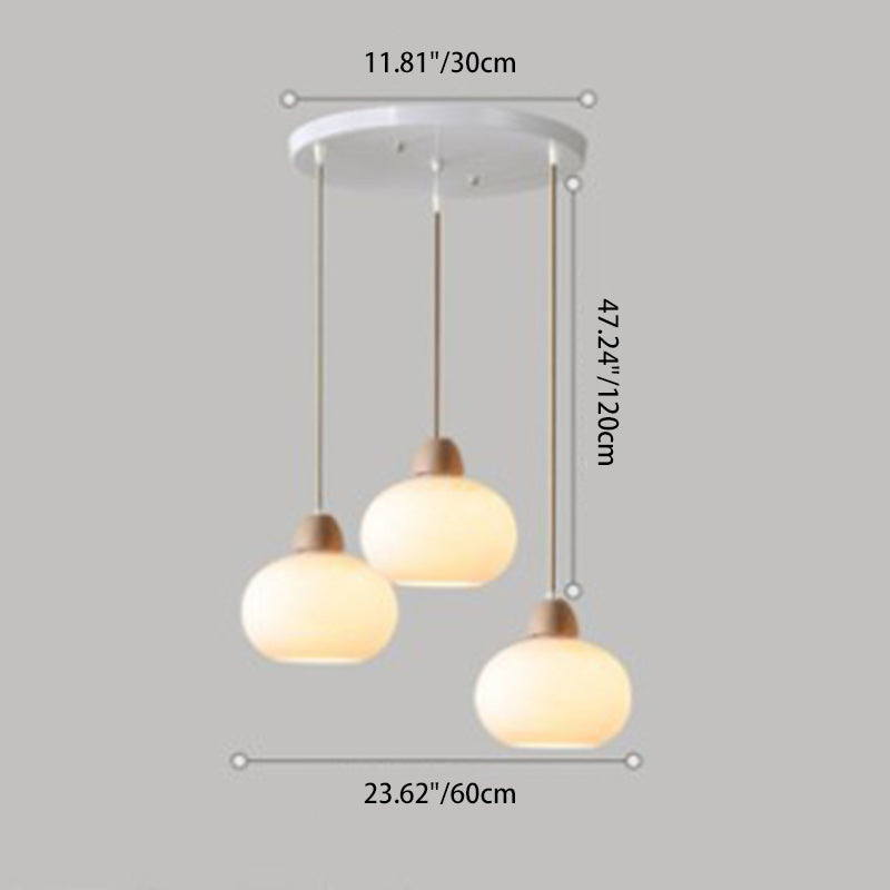 Traditional Japanese Wood & Glass Oval Island Chandelier for Dining Room & Living Room