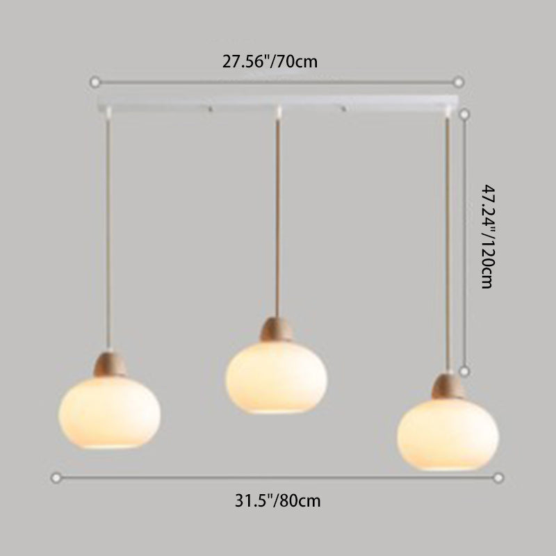 Traditional Japanese Wood & Glass Oval Island Chandelier for Dining Room & Living Room