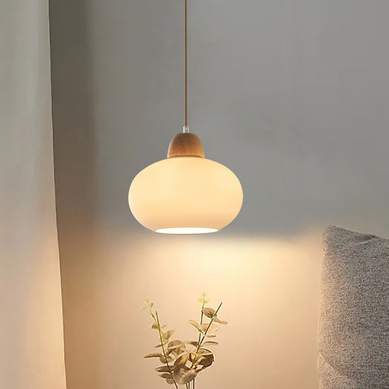 Traditional Japanese Wood & Glass Oval Island Chandelier for Dining Room & Living Room