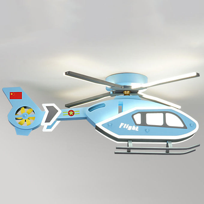 Modern Creative Iron Acrylic Helicopter LED Semi-Flush Mount Ceiling Light for Kids' Bedroom, Unique Children's Room Lighting, Aircraft Theme Decor, Fun Aviation Design, Stylish Kids Ceiling Fixture, Energy-Efficient LED Lamp, Adjustable Brightness, Playf