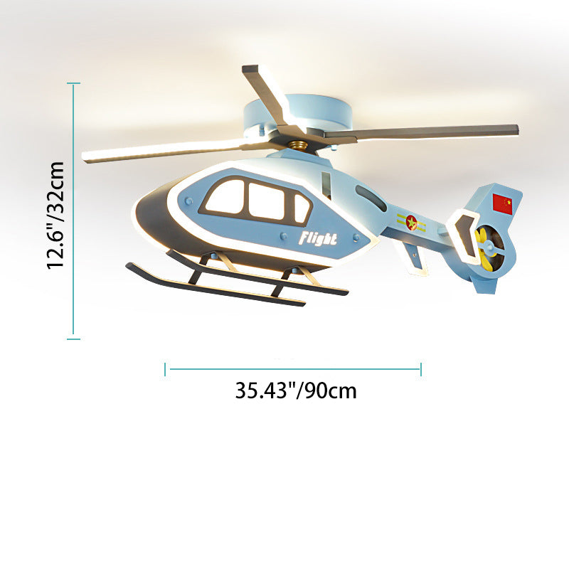 Modern Creative Iron Acrylic Helicopter LED Semi-Flush Mount Ceiling Light for Kids' Bedroom, Unique Children's Room Lighting, Aircraft Theme Decor, Fun Aviation Design, Stylish Kids Ceiling Fixture, Energy-Efficient LED Lamp, Adjustable Brightness, Playf