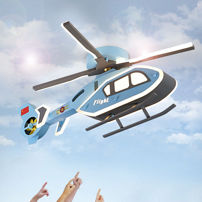 Modern Creative Iron Acrylic Helicopter LED Semi-Flush Mount Ceiling Light for Kids' Bedroom, Unique Children's Room Lighting, Aircraft Theme Decor, Fun Aviation Design, Stylish Kids Ceiling Fixture, Energy-Efficient LED Lamp, Adjustable Brightness, Playf