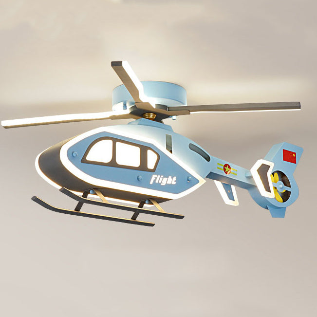 Modern Creative Iron Acrylic Helicopter LED Semi-Flush Mount Ceiling Light for Kids' Bedroom, Unique Children's Room Lighting, Aircraft Theme Decor, Fun Aviation Design, Stylish Kids Ceiling Fixture, Energy-Efficient LED Lamp, Adjustable Brightness, Playf