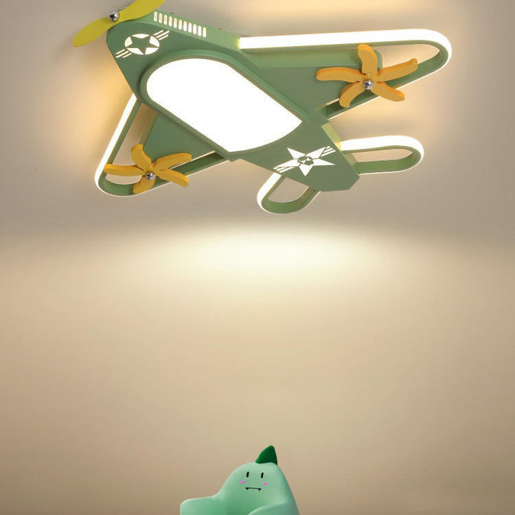 Contemporary Creative Iron Acrylic Airplane LED Flush Mount Ceiling Light Kids Bedroom Nursery Fixture, Modern Children’s Room Decor, Aviation Lighting, Airplane Theme Illumination, Stylish Ceiling Light for Boys and Girls Room