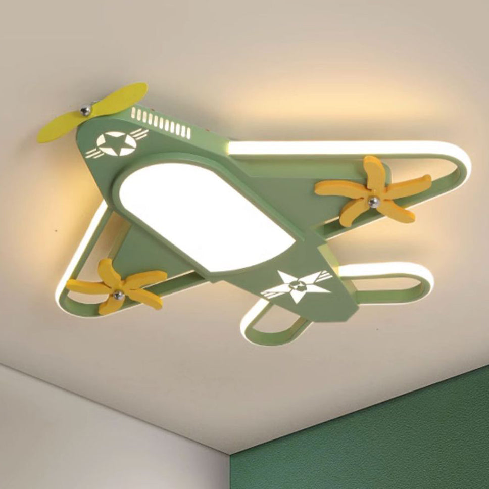 Contemporary Creative Iron Acrylic Airplane LED Flush Mount Ceiling Light Kids Bedroom Nursery Fixture, Modern Children’s Room Decor, Aviation Lighting, Airplane Theme Illumination, Stylish Ceiling Light for Boys and Girls Room
