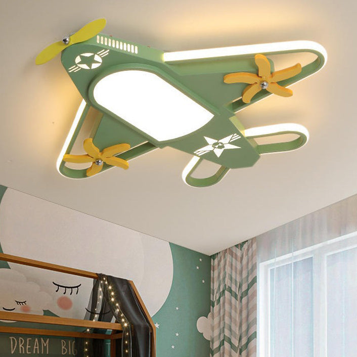 Contemporary Creative Iron Acrylic Airplane LED Flush Mount Ceiling Light Kids Bedroom Nursery Fixture, Modern Children’s Room Decor, Aviation Lighting, Airplane Theme Illumination, Stylish Ceiling Light for Boys and Girls Room