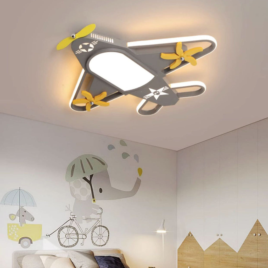 Contemporary Creative Iron Acrylic Airplane LED Flush Mount Ceiling Light Kids Bedroom Nursery Fixture, Modern Children’s Room Decor, Aviation Lighting, Airplane Theme Illumination, Stylish Ceiling Light for Boys and Girls Room