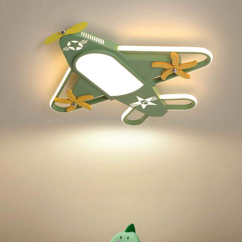 Contemporary Creative Iron Acrylic Airplane LED Flush Mount Ceiling Light Kids Bedroom Nursery Fixture, Modern Children’s Room Decor, Aviation Lighting, Airplane Theme Illumination, Stylish Ceiling Light for Boys and Girls Room