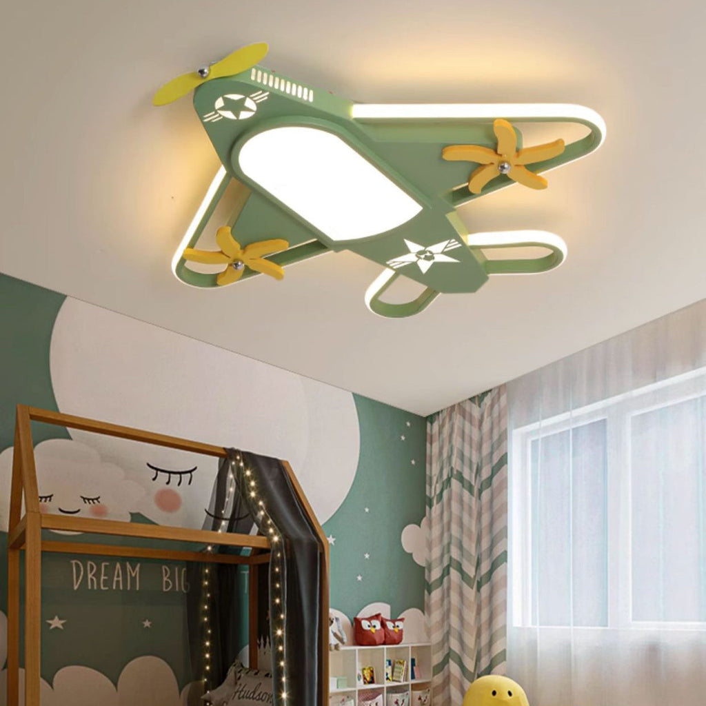 Contemporary Creative Iron Acrylic Airplane LED Flush Mount Ceiling Light Kids Bedroom Nursery Fixture, Modern Children’s Room Decor, Aviation Lighting, Airplane Theme Illumination, Stylish Ceiling Light for Boys and Girls Room