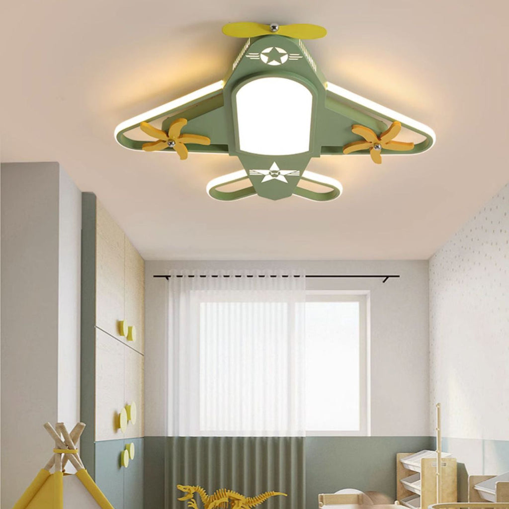 Contemporary Creative Iron Acrylic Airplane LED Flush Mount Ceiling Light Kids Bedroom Nursery Fixture, Modern Children’s Room Decor, Aviation Lighting, Airplane Theme Illumination, Stylish Ceiling Light for Boys and Girls Room