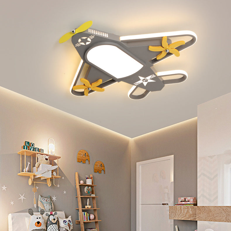 Contemporary Creative Iron Acrylic Airplane LED Flush Mount Ceiling Light Kids Bedroom Nursery Fixture, Modern Children’s Room Decor, Aviation Lighting, Airplane Theme Illumination, Stylish Ceiling Light for Boys and Girls Room