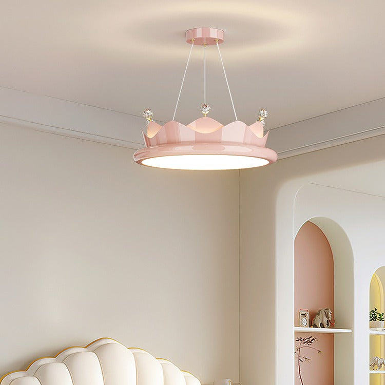 Contemporary Iron Crystal PE Round Crown-Shaped LED Pendant Light for Bedroom, Modern LED Chandelier, Elegant Hanging Light Fixture, Stylish Bedroom Lighting, Unique Designer Ceiling Light, Luxury Home Decor, Energy-Efficient Pendant Lamp, Artistic Bedroo