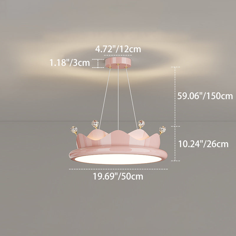 Contemporary Iron Crystal PE Round Crown-Shaped LED Pendant Light for Bedroom, Modern LED Chandelier, Elegant Hanging Light Fixture, Stylish Bedroom Lighting, Unique Designer Ceiling Light, Luxury Home Decor, Energy-Efficient Pendant Lamp, Artistic Bedroo