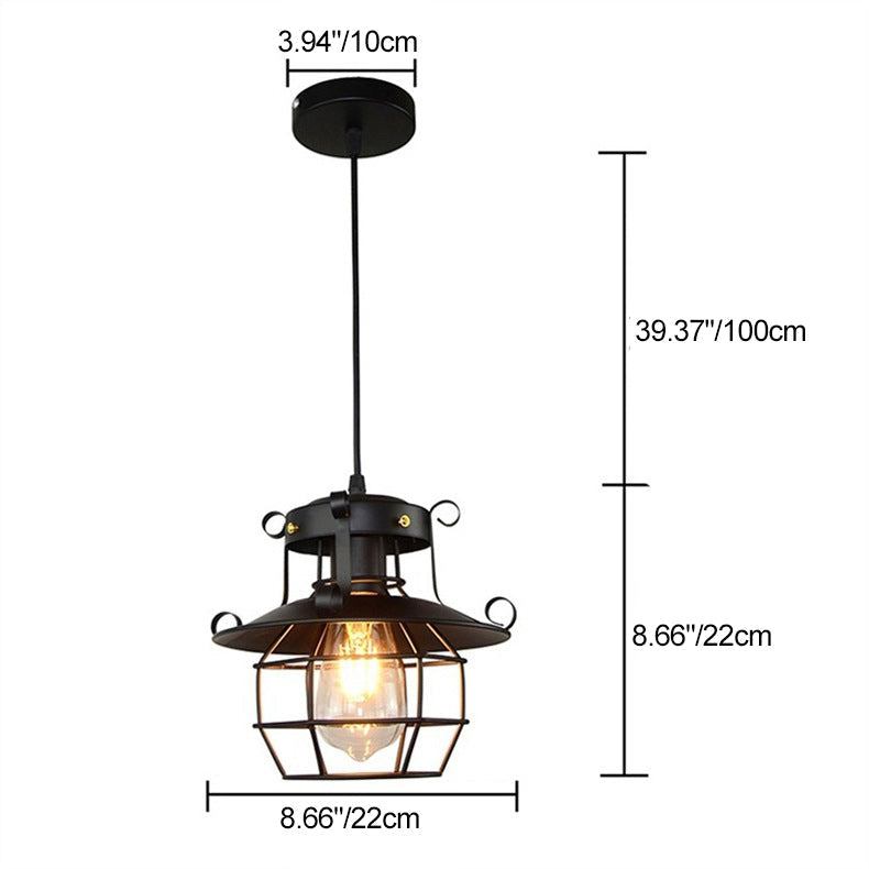 Contemporary Industrial Iron Cage Pendant Light - 1-Light Fixture for Living Room