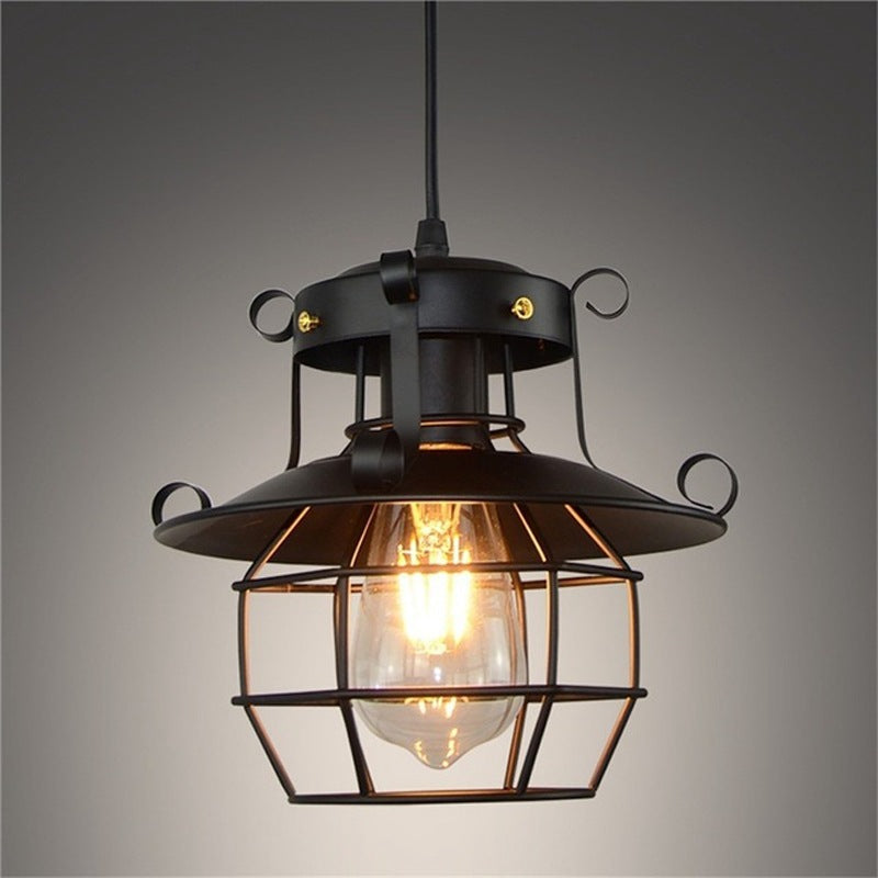 Contemporary Industrial Iron Cage Pendant Light - 1-Light Fixture for Living Room