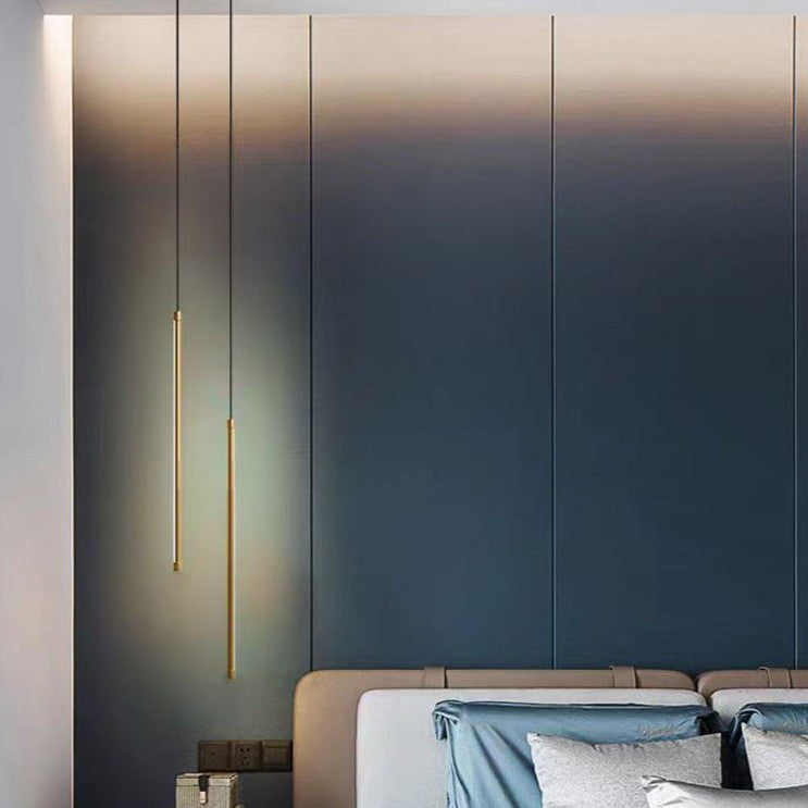 Modern Minimalist Aluminum Silicone Cylinder LED Pendant Light for Bedroom - Sleek Design, Energy Efficient, Adjustable Height, Stylish Lighting Solution