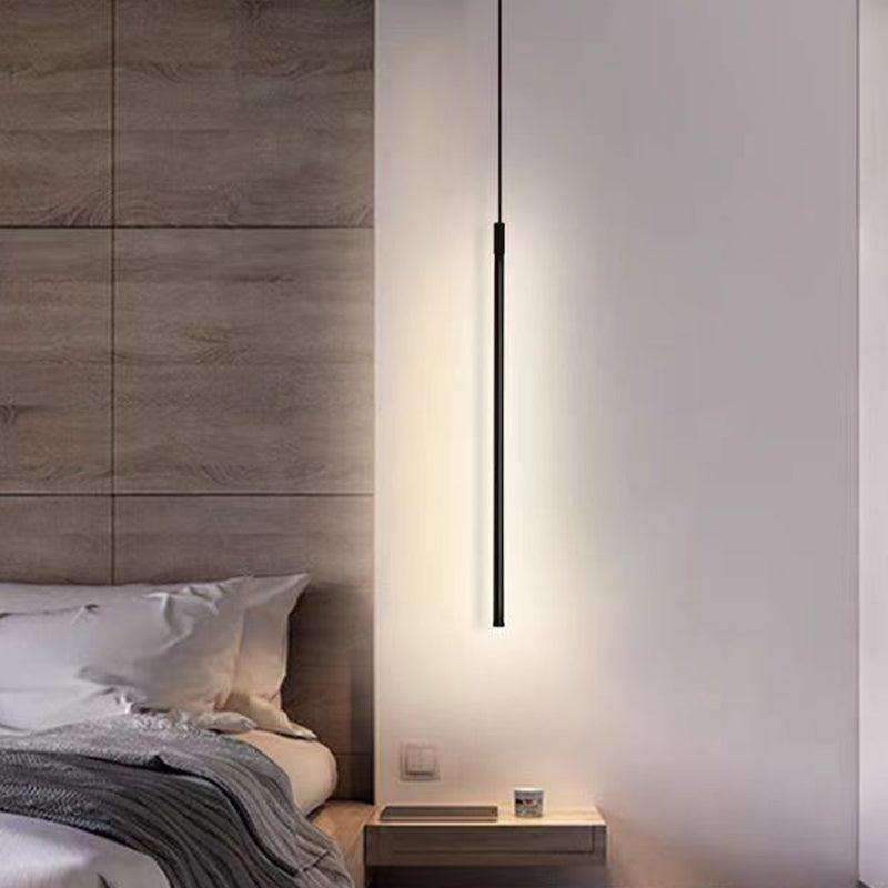 Modern Minimalist Aluminum Silicone Cylinder LED Pendant Light for Bedroom - Sleek Design, Energy Efficient, Adjustable Height, Stylish Lighting Solution