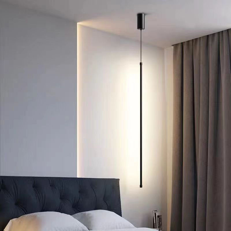 Modern Minimalist Aluminum Silicone Cylinder LED Pendant Light for Bedroom - Sleek Design, Energy Efficient, Adjustable Height, Stylish Lighting Solution