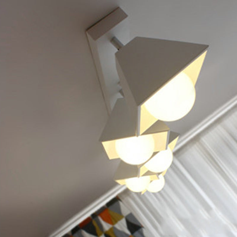 Contemporary Iron Trapezoid 1-Light Semi-Flush Mount Ceiling Light for Living Room