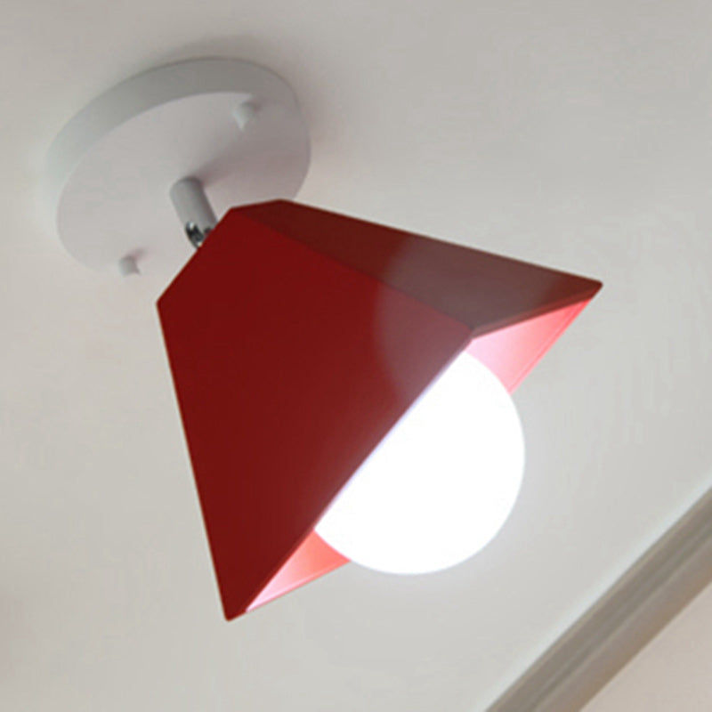 Contemporary Iron Trapezoid 1-Light Semi-Flush Mount Ceiling Light for Living Room