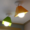 Contemporary Iron Trapezoid 1-Light Semi-Flush Mount Ceiling Light for Living Room