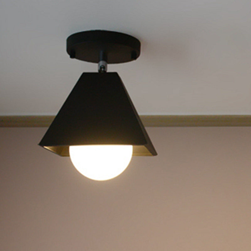 Contemporary Iron Trapezoid 1-Light Semi-Flush Mount Ceiling Light for Living Room