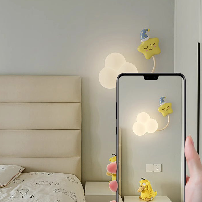 Contemporary Cloud-Shaped LED Wall Sconce Lamp for Bedroom - Modern Iron & Plastic Design, Decorative Lighting Fixture, Cozy Atmosphere, Unique Wall Light, Ideal for Kids' Room, Nursery, Living Room, Home Decor, Energy-Efficient Illumination, Stylish Bedr