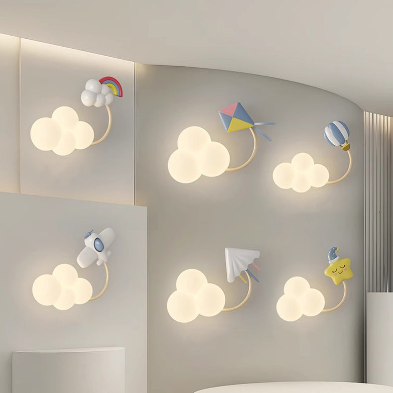 Contemporary Cloud-Shaped LED Wall Sconce Lamp for Bedroom - Modern Iron & Plastic Design, Decorative Lighting Fixture, Cozy Atmosphere, Unique Wall Light, Ideal for Kids' Room, Nursery, Living Room, Home Decor, Energy-Efficient Illumination, Stylish Bedr