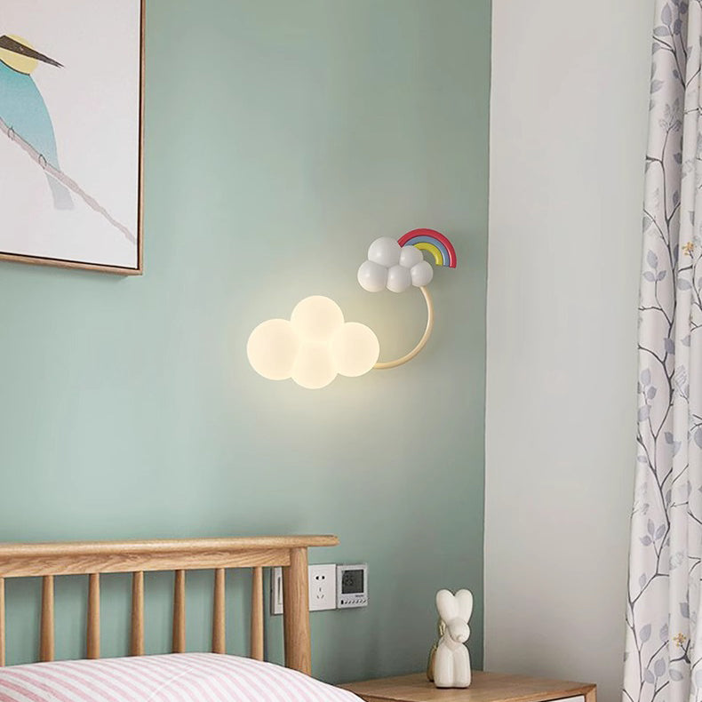 Contemporary Cloud-Shaped LED Wall Sconce Lamp for Bedroom - Modern Iron & Plastic Design, Decorative Lighting Fixture, Cozy Atmosphere, Unique Wall Light, Ideal for Kids' Room, Nursery, Living Room, Home Decor, Energy-Efficient Illumination, Stylish Bedr